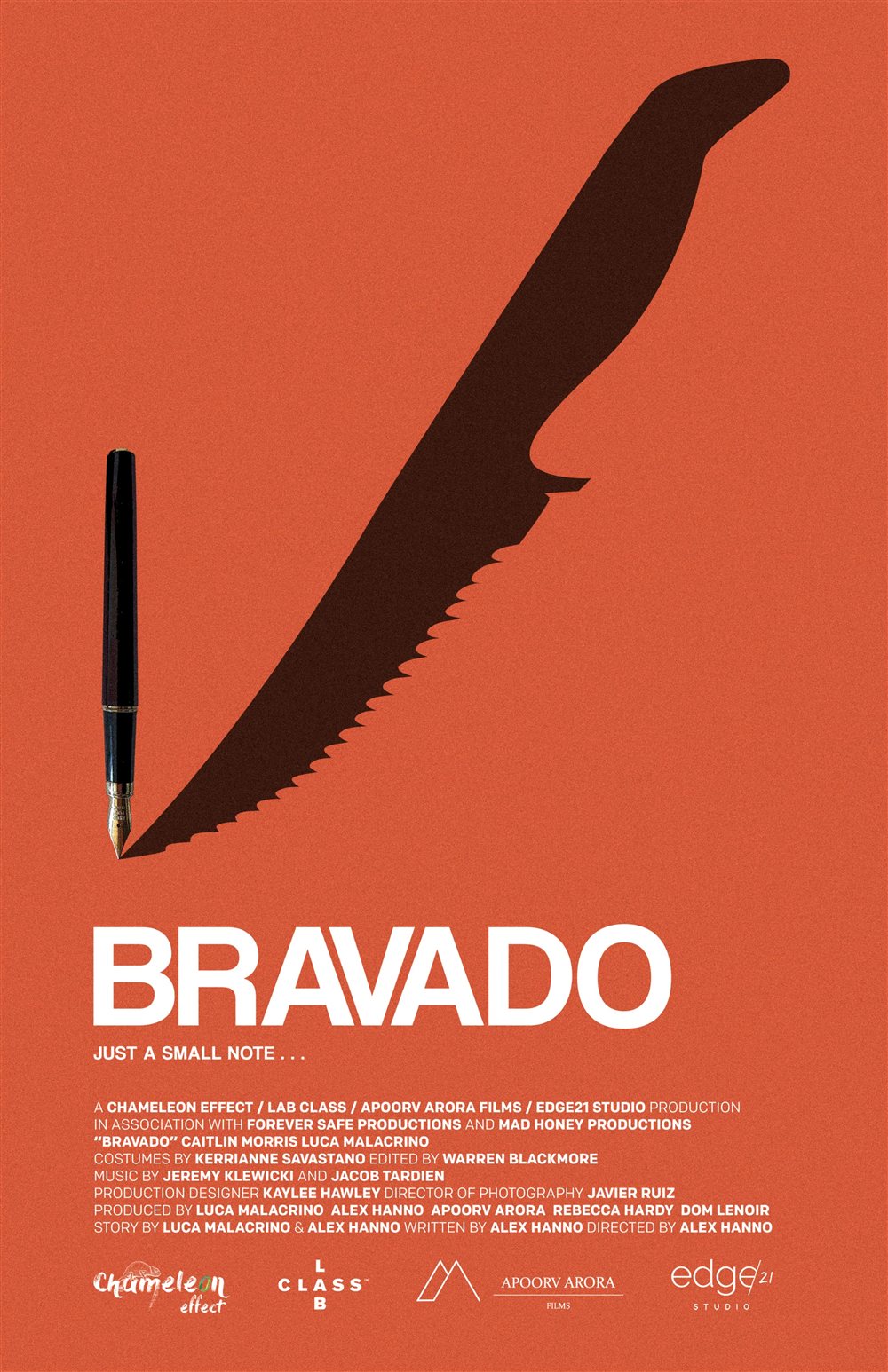 Bravado orange pen and knife-shadow poster